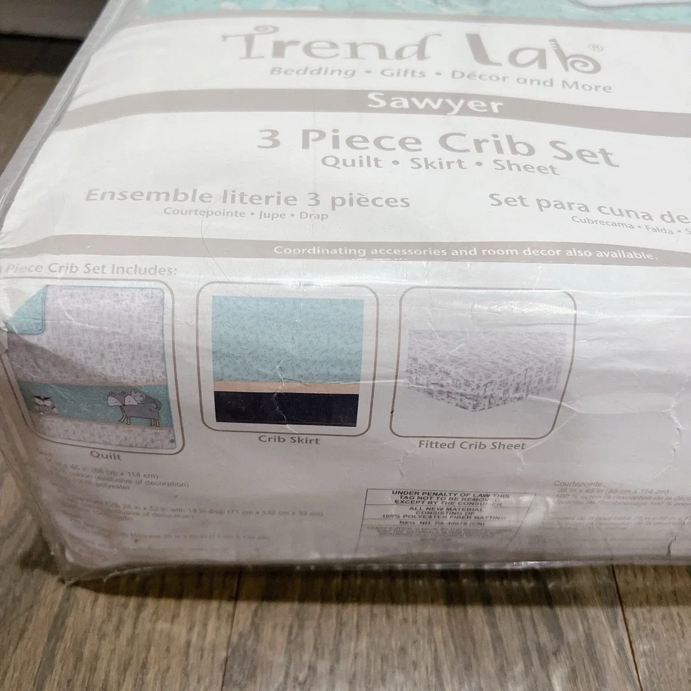 Trend Lab Sawyer 3 Piece Crib Bedding Set Nursery Animals NEW!
